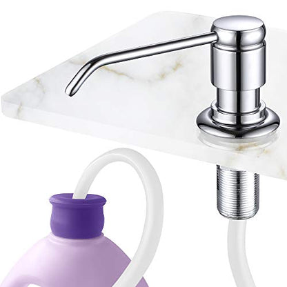 Gagal Soap Dispenser (Chrome) and Extension Tube Kit for Kitchen Sink, Complete Brass Pump with 40" Silicone Tube Connect to The Bottle Directly, Say Goodbye to Frequent Refills - color: Chrome