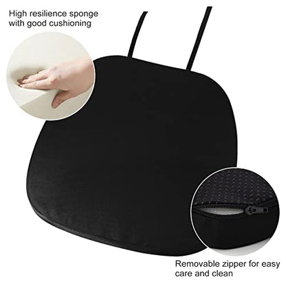GUEGLSA Outdoor Metal Chair Seat Cushions 14x14 inch, Waterproof Non Slip Dining Chair Pad with Ties, U Shaped Metal Chair Cushion for Patio Home Kitchen Dining Chair, Set of 2, Black - color: Black