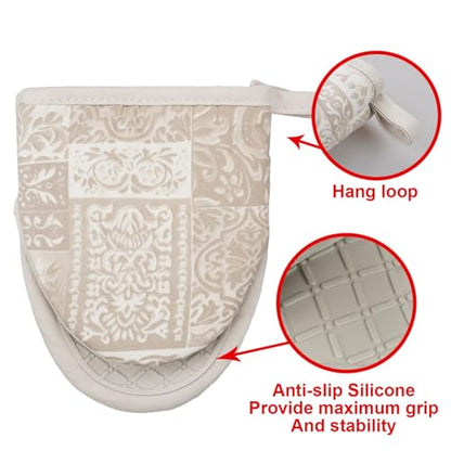 Mini Silicone Oven Mitts 2-Pack Set | Heat Resistant, Kitchen Mittens - color: Khaki, size: Mini Oven Mitts