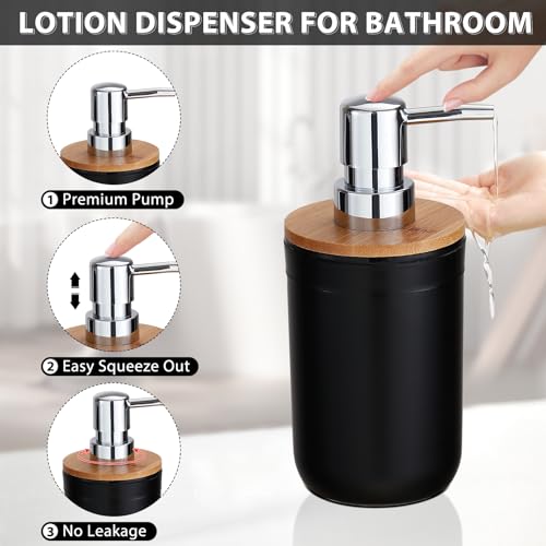 Bathroom Accessories Set 5Piece Black Bathroom Sets, Toothbrush Holder, Toothbrush Cup, Lotion Soap Dispenser, Soap Dish and Qtip Holder Bathroom Decor - style: Black