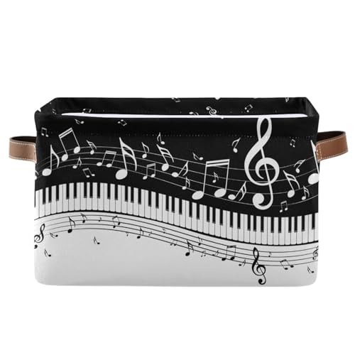 Black White Music Rectangular Storage Basket Organizer Bin Shelf Baskets For Clothes Gifts For Home Office Dorm - color: Black White Music