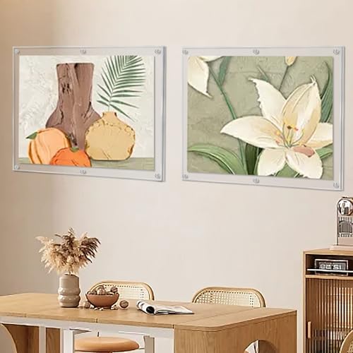Kalami 16x20 Acrylic Wall Mount Picture Frame Self Adhesive | No Drill Holes Floating Frameless Clear Photo Frame for Poster Art Display - size: 16 x 20 in