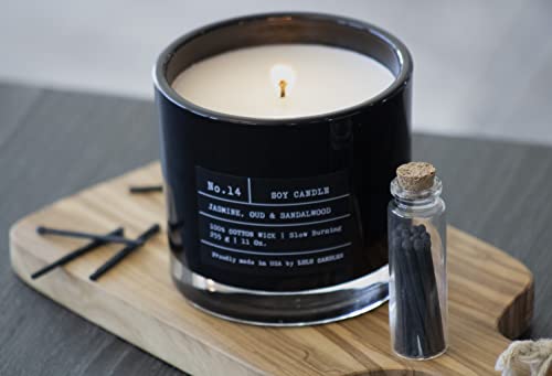 Lulu Candles | Jasmine, Oud & Sandalwood | Luxury Scented Soy Jar Candle | Hand Poured in The USA | Highly Scented & Long Lasting (11 Oz.) - size: 11 Oz.