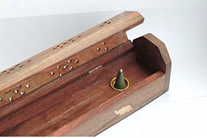 Bless-International Traditional-Handmade-Burner Wooden-Coffin-Incense-Stick-Holder Ash-Catcher-Stand (Wooden Coffin) - color: Wooden Coffin