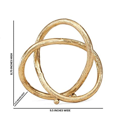 Danya B. Gold Eternal Loop Metal Art Abstract Sculpture. This Unique Accent Piece Symbolizes an Unending Cycle of Life. Perfect for Wedding, Anniversary, Home or Office Decor