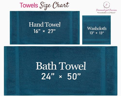 Personalized Bath Towel - Custom Turkish Cotton Towels with Embroidered Name, Monogram - Soft & Absorbent Bath Sheet - White, 30"x60" (1 Pack) - color: White, size: Bath Sheet (30"x60")