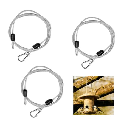 3 Pcs Bird Feeder Hanger for Tree, 40 Inch Hanging Steel Cable with Carabiner Hook, Flexible Stainless Steel Hanging Cables Chain Wire for Bird Feeders, Planters, Baskets, Decorations