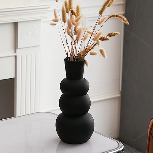 Black Ceramic Vase, Modern Matte Clay - color: F-black Tall Vase