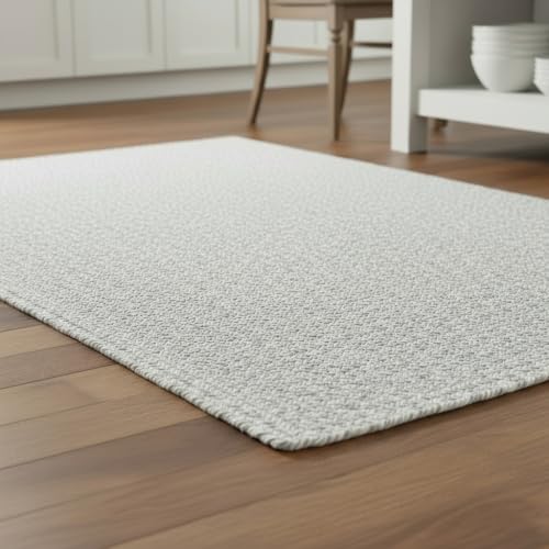 Super Area Rugs Farmhouse Braided Rugs 2X3, Soft Cotton Kitchen Rugs, Rectanglular Woven Braided Rug for Bedside, Gray & White, 2' X 3' Rectangle - color: Gray & White, size: 2' x 3' (Rectangular)