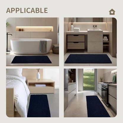 Toilet Rugs U-Shaped Mat 24x24, Contour Bathroom Mat - Ultra Soft & Absorbent Chenille, Quick-Dry, Machine Washable with Non Slip Barrier Backing, Navy Blue - color: Navy, size: 24" X 24"(Toilet Rug)