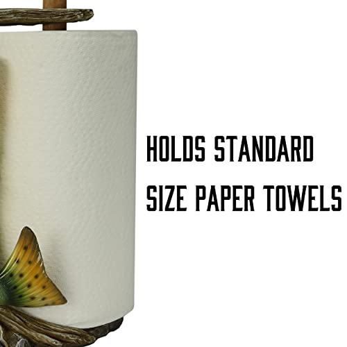 Rivers Edge Products Paper Towel Holder, Paper Towel Holder Countertop with Largemouth Bass, Kitchen Stand, Hand-Painted Poly-Resin, Wood, Weighted Base, Fits Standard 11-Inch Rolls, 16 Inch, 1 Count - color: Deer