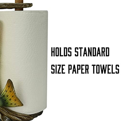 Rivers Edge Products Paper Towel Holder, Paper Towel Holder Countertop with Largemouth Bass, Kitchen Stand, Hand-Painted Poly-Resin, Wood, Weighted Base, Fits Standard 11-Inch Rolls, 16 Inch, 1 Count - color: Deer