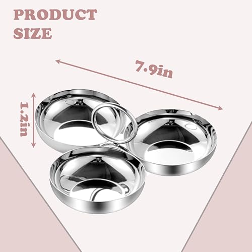 3-in-1 Stainless Steel Snack Bowls, Serving Tray for Nuts & Candy | Durable 304 stainless steel snack tray with 3 connected bowls, keeps nuts, candy and appetizers organized for parties.
