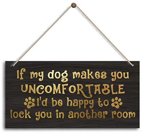 Dog Wall Art, If My Dog Makes You Uncomfortable, Hanging Wood Sign for Living Room Home Decor, Housewarming Gift - color: Home 14