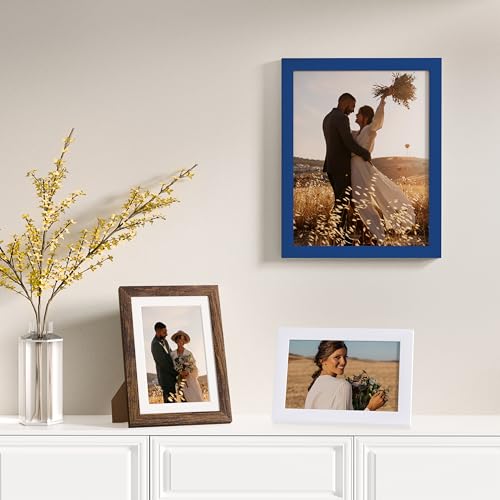 Vittanly 12 Pack Gallery Wall Frame Set, Black, Brown, White | Gallery Wall Frame Set: 4pcs 8x10, 4pcs 5x7 & 4pcs 4x6 Photos for Wall & Table, Picture Frames made of Engineered Wood - color: Blue & Brown & White