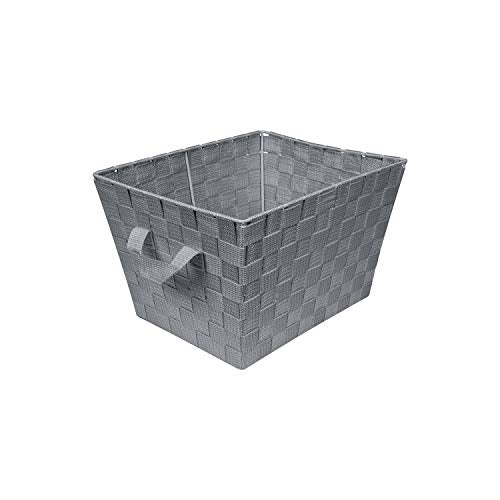 Simplify Medium Woven Strap Tote | Decorative Storage Basket | 2 Handles | Organization | Closet | Bedroom | Bathroom | Nursery | Accessories | Toys | Gifts | 1 Pack | Grey - color: Grey, size: 1 Pack, style: Medium