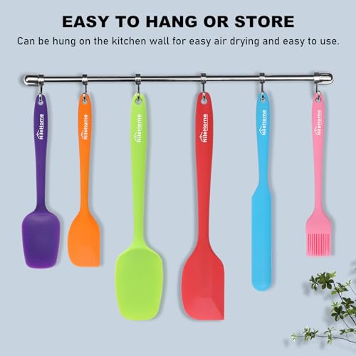NileHome 6 Pieces Silicone Spatula Set with Silicone Brush,Multicolor | Food-Grade Material,Heat Resistant Up to 600°F,Dishwasher Safe,BPA-Free - color: Multicolor