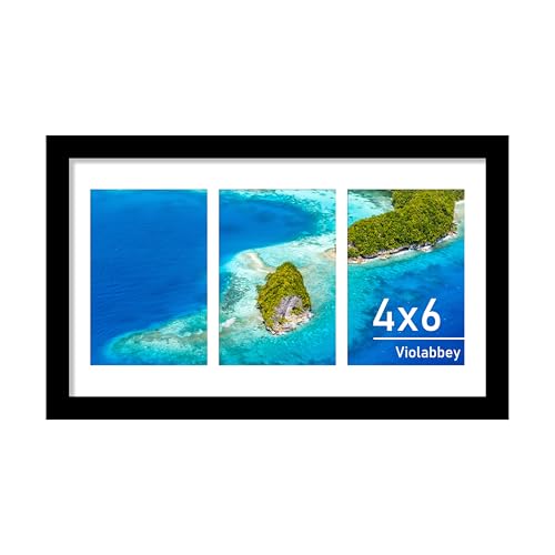 VIOLABBEY 8x14 Collage Picture Frame,Fits Three 4x6 Photos with Mat, Black | Fits 8x14 Pictures without Mat for Wall, Wall Decor, 1Pack - color: Black, size: 8x14-1Pack