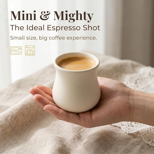 Kurguso® Porcelain Espresso Cups Set of 2, 5.5 oz mini Coffee Mugs, Espresso Accessories, White Demitasse Shot Cups for Espresso Machine Coffee Maker, Microwave Dishwasher Safe (Not Include Pitcher) - size: 5.5 Ounce Espresso Cups set of 2