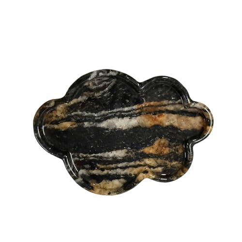 Natural Marble Tray Cloud Shape Vanity Trays, Jewelry Trays Holder Dish for Bathroom Countertop Home Decor Gift Black-Golden - color: Black-golden