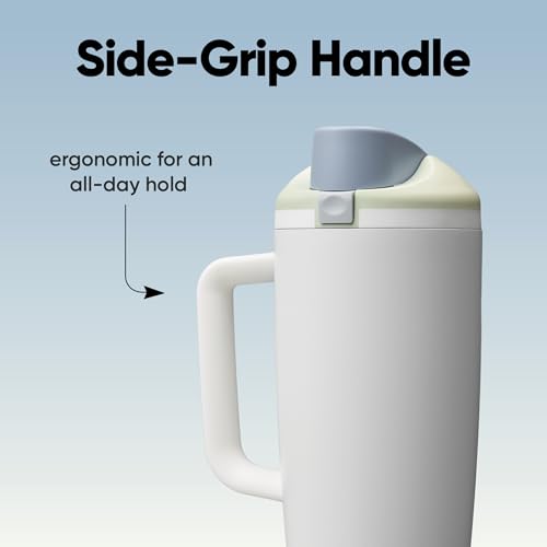 Owala FreeSip Tumbler Stainless Steel Water Bottle 40 oz Iced Breeze | Triple-Layer Insulation | Leak-Proof Lid with Push-Button | Double Threaded Lid for Left and Right-Handed Drinking - color: Iced Breeze, size: 40 Ounces