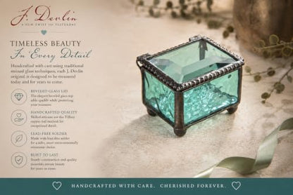 J Devlin Turquoise Stained Glass Ring Box Small Glass Keepsake Box | mall turquoise stained glass ring box for rings earrings charms tiny keepsakes and meaningful treasures - color: turquoise