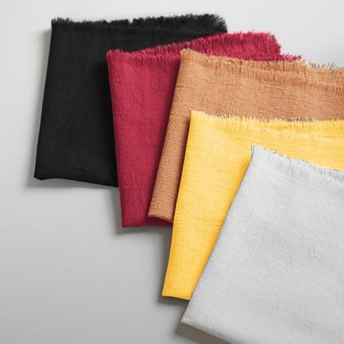 Handmade Cloth Napkins 100% Cotton Napkins with Fringe，Delicate Handmade Cloth Napkins for Dinners, Parties, Weddings and More，(18 x 18 Inch Set of 4) - Yellow - color: Yellow