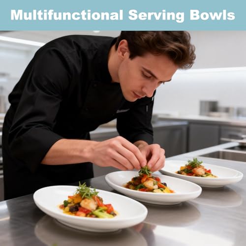 3 Pack Ceramic Oval Serving Dishes for Pasta, Porcelain Oval Serv | White Ceramic Dinner Plates, 14 Inch, 12 Inch, 10 Inch, for Party Dessert Food Sushi and Entertaining