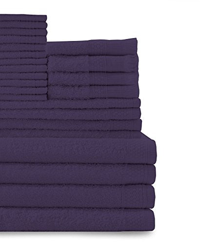 Baltic Linen Multi Count 100% Cotton Towel Set - 4 Bath Towels, 4 Hand Towels, 4 Fringed Fingertips, 12 Washcloths Deep Plum 24-Piece Set - color: Deep Plum, size: 4 Bath Towels, 4 Hand Towels, 4 Fringed Fingertips, 12 Washcloths