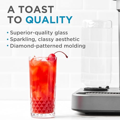 Bartesian Diamond Etched Highball Glasses - 10.5 Oz Tall High Ball Collins Glass Set for Mixed Cocktails & Mocktails - Classy Home Bar Mixing Glassware with Luxurious Gift Packaging - Set of 2 - style: Etched – Highball