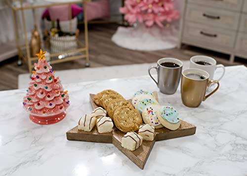 Mary Square Natural Brown Star 13.25 x 13 Mango Wood Christmas Cheese Cutting Board - style: Star