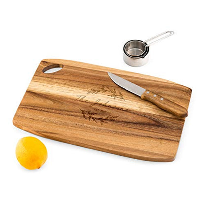 Weddingstar Personalized Wooden Rounded Rectangle Cutting Board or Serving Board 16" x 10" - Signature Script Etching - color: Signature Script, size: 16"L x 10"W