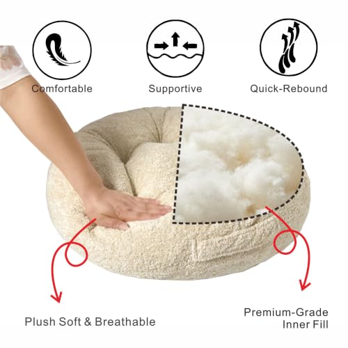 Floor Cushion Pillow, Portable Large | Meditation Adult Sitting Pillow with Handle for Tatami, Living Room & Yoga (1, Round, Fog, 22 x 22 x 6 inches) - color: Round, Fog