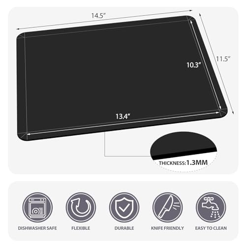 WK Flexible Plastic Cutting Boards Mats with Lip, Foldable Cutting Board for Kitchen Set of 3, Black Cutting Boards for Meat, Nonslip Cutting Mats Sheets, BPA Free, Dishwasher Safe - color: Foldable - Black - 3