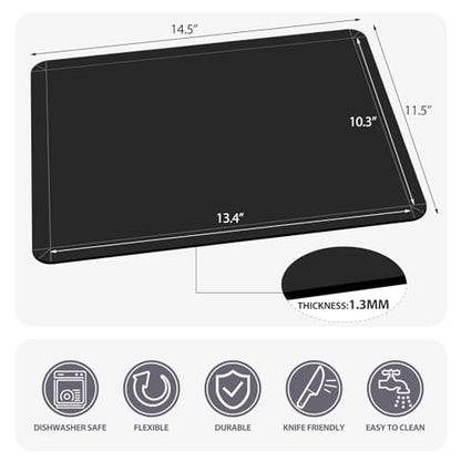 WK Flexible Plastic Cutting Boards Mats with Lip, Foldable Cutting Board for Kitchen Set of 3, Black Cutting Boards for Meat, Nonslip Cutting Mats Sheets, BPA Free, Dishwasher Safe - color: Foldable - Black - 3