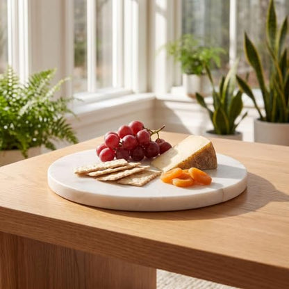 Round Marble Cheese/Cutting Board - color: White, size: 8"L x 8"W