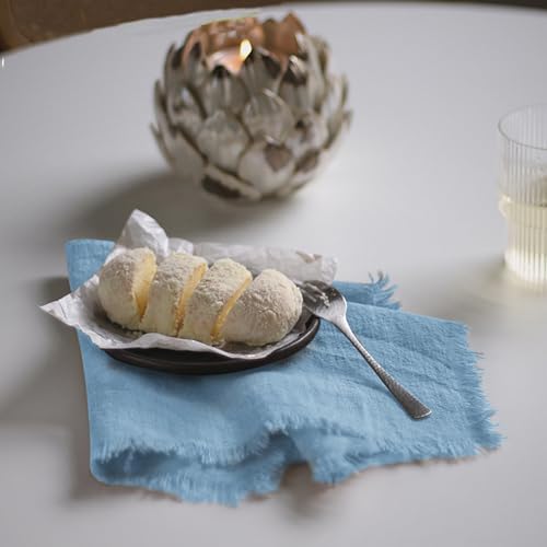 Handmade Cloth Napkins 100% Cotton Napkins with Fringe，Delicate Handmade Cloth Napkins for Dinners, Parties, Weddings and More，18 x 18 Inch Set of 4 - Blue - color: Blue