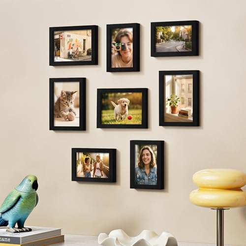 Vittanly Solid Wood 4x6 Picture Frames Set of 4, Black | 4x6 picture frame, Gallery Wall Frame Set, 4 x 6 Frame for Wall & Tabletop Display, Family, Pet, Christmas - color: Black, size: 4x6