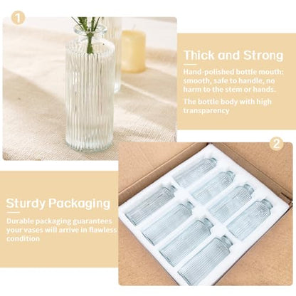 6PCS Mini Bud Vases As Vertical Wedding Centerpieces for Tables,Clear Bud Vases for Flowers,Small Flower Vases Suitable for Birthday Party,Anniversary,Wedding,Baby Shower (Clear-5.2in) - color: 6pcs