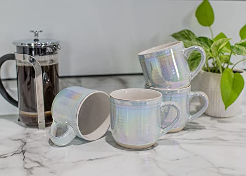 Elanze Designs Glossy Reactive Glaze Large 17 Fluid Ounce Everyday Kitchen Food Grade Ceramic Stoneware Coffee Mug Cup with Comfort Curved Handles, Set of 4, White - color: White