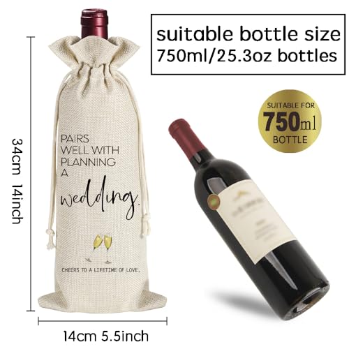 Mr Mrs Stemless Wine Glasses Gift Set 15oz, Couples Gifts for Bridal Shower Engagement Anniversary Wedding Shower Valentine's Day Birthday Christmas, 1 Pack Reusable Burlap Wine Bag-38
