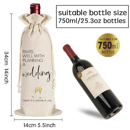 Mr Mrs Stemless Wine Glasses Gift Set 15oz, Couples Gifts for Bridal Shower Engagement Anniversary Wedding Shower Valentine's Day Birthday Christmas, 1 Pack Reusable Burlap Wine Bag-38