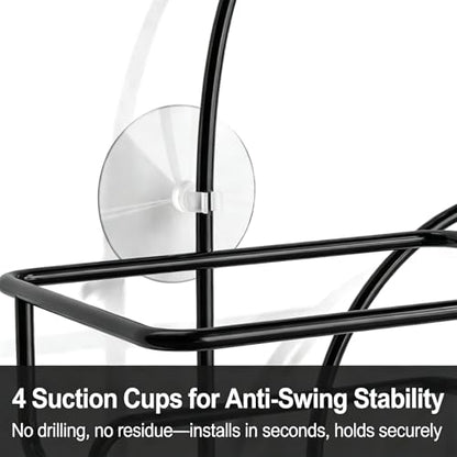 SRIWATANA Shower Caddy Hanging, Shower Organizer with Razor Hooks, Black | Rustproof Shower Rack, No Drilling Shelves Over Shower Head, Anti-Swing Scution Install, Bathroom Holder for Sponge Loofah - color: Black