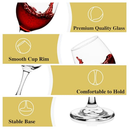 Wine Glasses Set of 12, 11 oz Clear Wine Glass Set | Red/White Wine Glasses, Pretty Gift Box, Birthday, Christmas, Party, Restaurant, Home Bar, Decorations