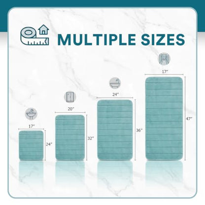 Flamingo P Memory Foam Shower Bathroom Mat Rug Soft Non Slip Bath Mats Machine Washable, 24x17 Inches, Aqua Green - color: Aqua Green Straight Line, size: 24" X 17"