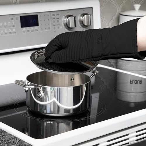 All-Clad Premium Silicone Oven Mitt and Pot Holder Set for Kitchen and Barbeque, Black - color: Black, size: Multi-Set