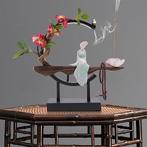 Backflow Incense Holder with LED Light, Countertop Incense Burner Holder Chinese Retro Ceramic Backflow Incense Burner for Relaxing or Home Decor (Style 3) - size: Style 3