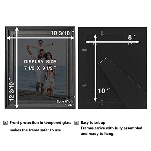 8x10 Picture Frames (3 Pack, Black) Rustic Photo Frame Set with Tempered glass for Wall Mount & Table Top Display - color: Black, size: 8x10