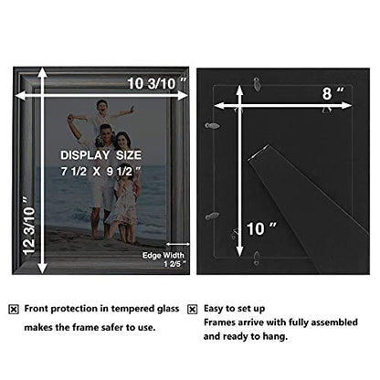 8x10 Picture Frames (3 Pack, Black) Rustic Photo Frame Set with Tempered glass for Wall Mount & Table Top Display - color: Black, size: 8x10
