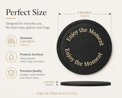 Silicone Coasters Set of 6, Premium Drink Coaster with Holder, Non-Slip, Non-Stick, Dishwasher Safe, Perfect for Hot and Cold Drinks, Protect Your Desks and Tables(6 Black) - color: Black